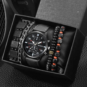 5 Piece <strong>Set</strong> Hot Selling <strong>Geneva</strong> Business Eyes Men's Quartz <strong>Watch</strong> Beaded Bracelet - Product Image 4