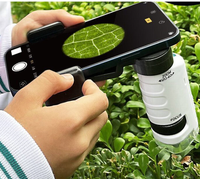 Microscopio de Bolsillo, Kit de Ciencia para Niños, 60-120x, Educativo, Mini Microscopio de Mano con Luz LED, Juguete STEM para Niños, IP65, 3 Años