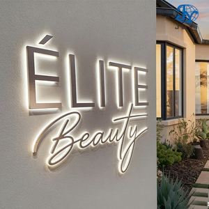 Letrero para Edificio con Logotipo Personalizado, Letras 3D <span class=keywords><strong>de</strong></span> Metal Acrílico Doradas para Interiores, Letrero Publicitario Exterior con Retroiluminación LED - Product Image 1