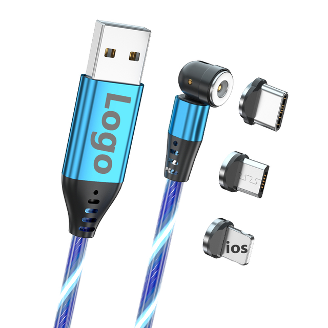 Shenzhen Technology Co. Ltd Wholesale Colorful 540 Degree Fast Charging Phone Led Luminous Magnetic Custom USB C Charger Cables