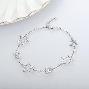 Bracelet <span class=keywords><strong>Xlove</strong></span> tendance réglable avec de nombreux motifs étoiles creux en argent 925, accessoires pour hommes, luxe - Product Image 4