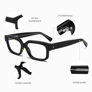 Monture de lunettes carrée Conchen en TR90 avec branches en acétate, monture complète, unisexe, tendance mode, verres plats 8939C - Product Image 4