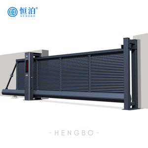 HengBo Pulverbeschichtete 1,8 m Hohe Haupttor-Designs Garten-Sichtschutz Aluminium-Lamellenzaun-Paneele Elektrisches Schiebetor für Häuser - Product Image 1