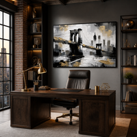 Peinture à l'huile sur toile de paysage de la Pont de Brooklyn, faite à la main, de haute qualité, moderne, représentant un bâtiment urbain, pour la décoration murale de la pièce