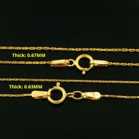 Chaîne de collier en or 14 carats rempli, permanente, 0,67 mm, pour femmes
