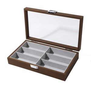 Étui de luxe en bois pour 6 à 8 paires de <span class=keywords><strong>lunettes</strong></span>, boîte de rangement pour <span class=keywords><strong>lunettes</strong></span> de soleil avec couvercle transparent - Product Image 5