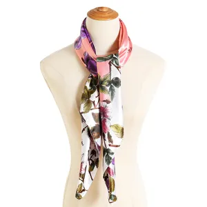 Summer Spring Satin Fabric Square Scarf Head Warp Leisure Time Head Scarf Neck Gaiters For Lady Women