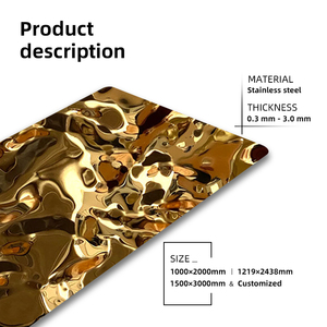 Placa de hoja de acero inoxidable ondulada de agua de <span class=keywords><strong>Color</strong></span> dorado plateado 201 304 1500MM para decoración de Panel de pared de techo - Product Image 3