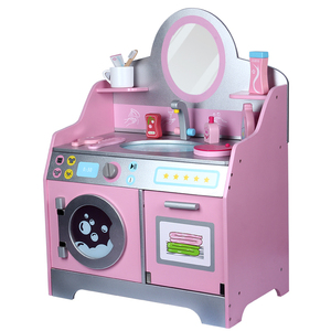 Jouets en bois pour enfants, machine à laver rose, jeu de rôle pour enfants, fabrication sur mesure - Product Image 1