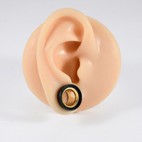 Tunnel d'oreille double couleur en bois de santal rouge et acier inoxydable plaqué or, dilatateur d'oreille double évasement, écarteur d'oreille 8-25mm