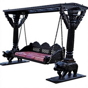 Columpio de Madera de Teca Marrón para Interiores, Hecho a Mano en India, Diseño Maharaja Tallado, Estilo Moderno, Tamaño Personalizado, para Eventos, Decoración del Hogar - Product Image 2