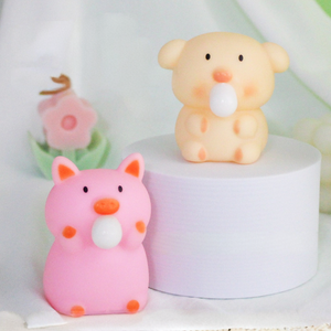 Adorables jouets souple en EVA poulet et cochon qui soufflent des bulles, décorations de bureau, jouets anti-stress pour filles - Product Image 6