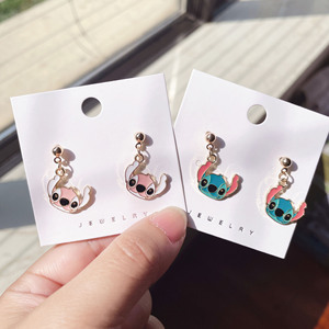 Cute Cartoon Character <b>Stud</b> <b>Earrings</b> Gold Plated Alloy Women's Jewelry Gift Set with <b>Crystal</b> Rhinestone Details - Product Image 4