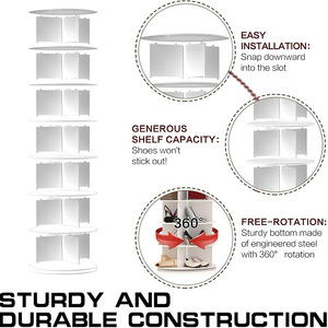 <span class=keywords><strong>Meuble</strong></span> à chaussures <span class=keywords><strong>rotatif</strong></span> DIY en PP, pleine hauteur, rotation à 360 degrés - Product Image 3