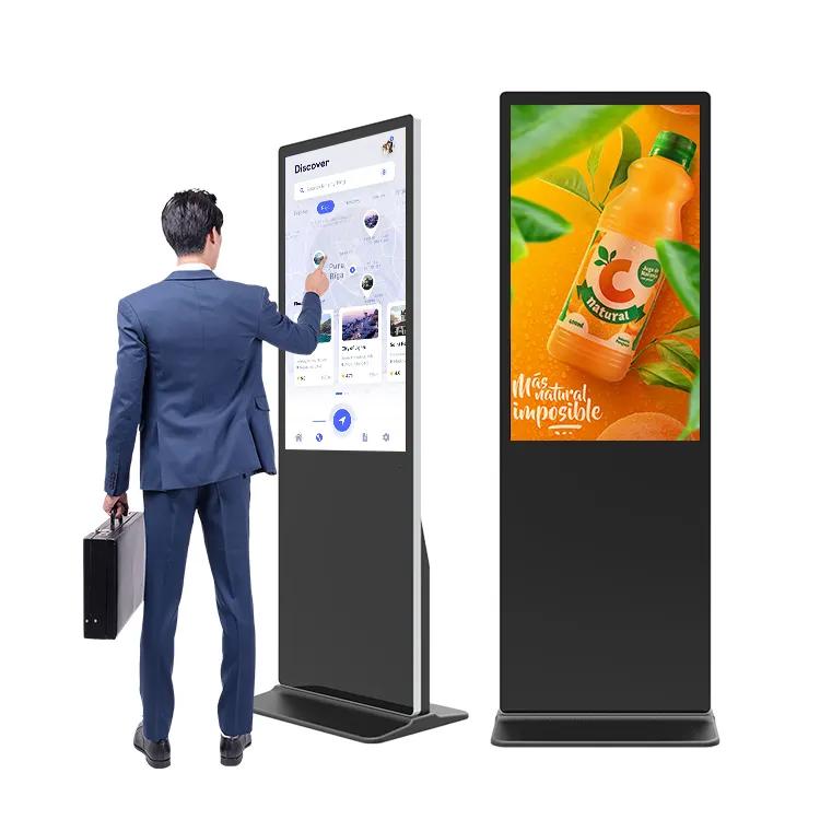 Kiosque de lecteur multimédia vidéo USB 55 pouces Lcd capacitif infrarouge tactile HD affichage Android Totem publicité kiosque de signalisation numérique