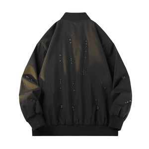 En la primavera de 2025, la nueva chaqueta americana impermeable con cuello de béisbol para hombre, estilo motociclista, es holgada, cómoda y transpirable. - Product Image 2