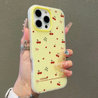 Coque de téléphone portable en PP style 2-en-1 avec nœud papillon imprimé cerise anglaise pour iPhone 7 8 X Xr 11 12 13 14 15 16 17 18 Pro Max