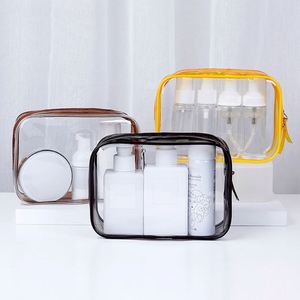 Trousse de Toilette de Voyage Compacte en PVC Imperméable et Tendance pour Femme, Sac à Maquillage Cosmétique avec Fermeture Éclair et Motif Lettres - Product Image 2