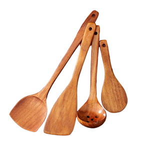Ensemble d'ustensiles de cuisine en bois 5 pièces : cuillères, spatules et fourchettes naturelles, écologiques, compatibles lave-vaisselle, outils de cuisine pour la maison - Product Image 1