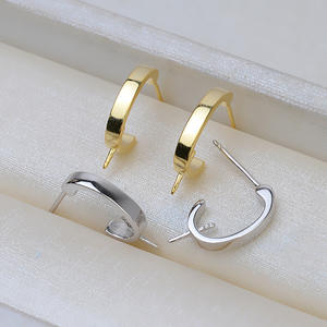 ต่างหูเงินแท้ S925 แบบ DIY ประดับมุกคู่ สไตล์เรียบง่าย สำหรับผู้หญิง อุปกรณ์ทำเครื่องประดับ ตัวเรือนเปล่า ผลิตในจีน - Product Image 1