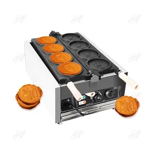 4 parça ticari sikke Waffle makinesi yuvarlak şekil Waffle makinesi aperatif makinesi elektrikli çıtır peynir çerez makinesi
