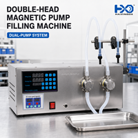 Machine de remplissage de liquides à double tête avec pompe magnétique, contrôle PLC, en acier inoxydable, pour flacons de cosmétiques et d'huiles essentielles