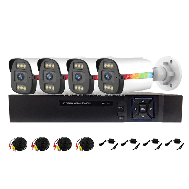 Coaxial Cable Transmission 5 in 1 Analog HD 4CH 8CH 2MP 1080P CCTV AHD DVR Kits with Outdoor Bullet CCTV AHD Camara