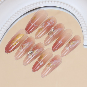 Pegatinas de uñas hechas a mano con flores de mariposa de verano 2024, Ojo de gato, diamantes de imitación, Uñas postizas extraíbles - Product Image 6