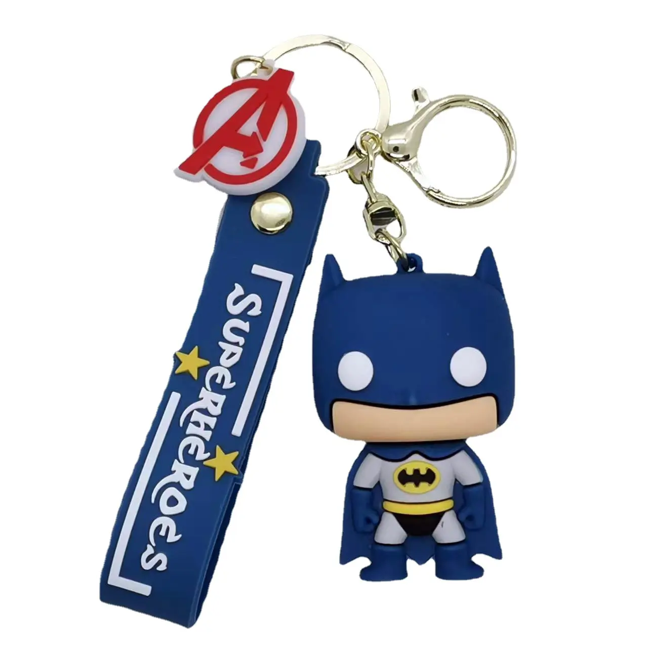 Cartoon character Spiderman Captain America keychain custom 3D doll key pendant wholesale bag widget decoration keyring