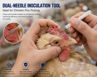 Aiguille de vaccination WANJIA pour la variole aviaire, en acier inoxydable, sûre et fiable, double aiguille de vaccination pour canards, oies, poulets, élevages avicoles