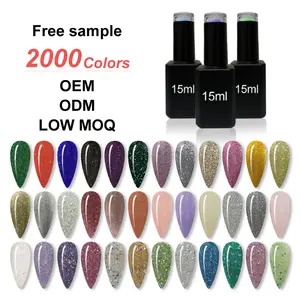 2024 UV/LED Gel smalto arcobaleno colori 15ML 20ml NO MOQ Private Label OEM/ODM Glitter Gel smalto per unghie Set per Nail Art