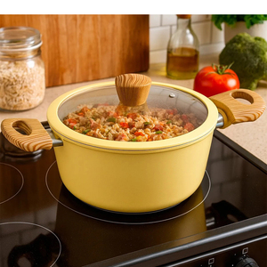 High Quality Ceramic Coated <b>Pot</b> Pan Silicone Glass Lids Soft Touch Handle Non Stick 7 Piece Forged Aluminium Cookware <b>Set</b> - Product Image 2