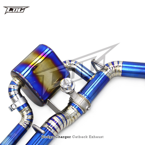 Tuyau d'échappement léger en titane pour <span class=keywords><strong>Dodge</strong></span> <span class=keywords><strong>Charger</strong></span> <span class=keywords><strong>V6</strong></span> 3.6L <span class=keywords><strong>2016</strong></span>-2023 avec collecteur intermédiaire et silencieux à clapets, embouts bleu brûlé - Product Image 4