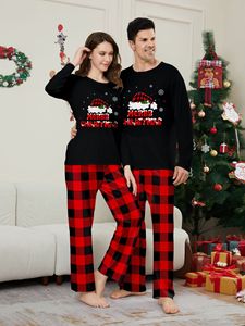 Ensemble de pyjamas familial personnalisé en tricot respirant et thermique, taille élastique, manches longues, à carreaux rouges et noirs, idéal pour l'hiver et <span class=keywords><strong>la</strong></span> Saint-Valentin - Product Image 3