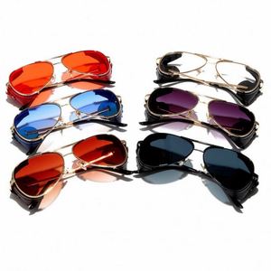 Nouveautés 2021 : Lunettes de soleil tendance UV400 en forme d'eau, petites lunettes métalliques, lunettes steampunk pour femmes - Product Image 6
