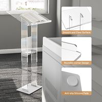 Soporte de podio acrílico moderno Iangel, atriles transparentes, púlpitos para aulas, bodas, iglesias con estante de almacenamiento con Base de Metal