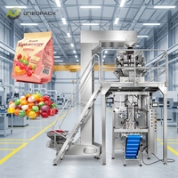 Machine automatique d'emballage et de remplissage de sachets à fond plat pour aliments, bonbons, biscuits, café, noix, snacks, avec PLC haute précision