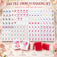 Ensemble de Mahjong pour Soirée entre Filles et Anniversaire, avec Art Princesse et Corps en Acrylique Brillant Dégradé Rouge-Blanc, Idéal pour l'Accueil à Domicile