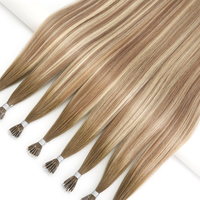 Extensiones de Cabello con Punta de Anillo Nano de Alta Calidad Lanmuse, Cabello 100% Virgen Remy con Cutícula Alineada, Doble Trama, Color Claro para Salón