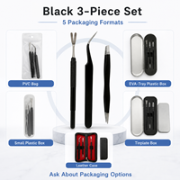 Pince à tiques en acier inoxydable noir peint par pulvérisation, ensemble de 3 outils portables de toilettage pour animaux, peigne anti-puces pour chiens, sûr et facile à utiliser