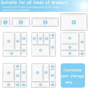 7/16/25pcs Rectangle Clear Eco-Friendly <b>Drawer</b> Organizers Set Multifunctional <b>Storage</b> Bins <b>for</b> Makeup/Jewelries/Bedroom/Office - Product Image 4