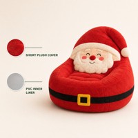 Pouf gonflable pliable sur le thème de Noël pour adultes et enfants, avec doublure intérieure en PVC et housse en tissu peluche, canapé
