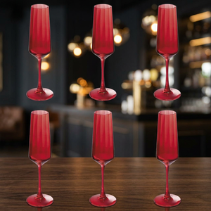 Set di 6 Flute in Vetro Ottico da 250ml Villa d'Este Home Tivoli, Logo Personalizzato, Senza Piombo, Moderno per Vino Rosso - Product Image 2