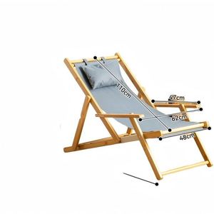 Chaise longue pliante en bambou de style chinois avec fonction de couchage pour une utilisation en extérieur, camping, balcon et cour - Product Image 3