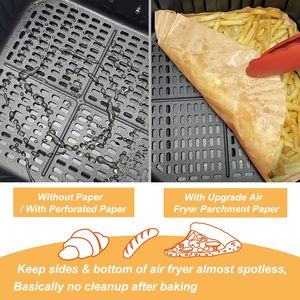 Air Fryer Disposable Paper Liners 150pcs /200pcs <b>Square</b> Silicone Parchment Paper Non-Stick Air Fryer Basket Liners - Product Image 3