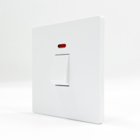 Interruptor de pared A6 B1 25A de una sola vía con carcasa ignífuga, soporte de acero, contactos de bronce y conexión de hebilla superior, con luz de neón