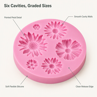Moule en silicone Fleur de marguerite et rose, résistant à la chaleur, compatible four, pour décoration de gâteaux et fondants DIY