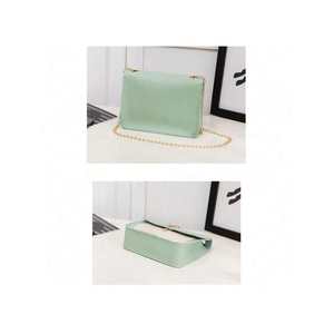 Sac bandoulière carré pour femme en PU avec bordure contrastante, fermeture magnétique, taille moyenne, chaîne dorée - Product Image 3