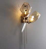 Haut de gamme moderne intérieur G9 lustre luminaires Art Cristal laiton verre applique murale chambre décor Murano verre applique