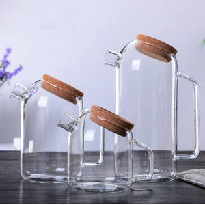 Vente en gros <span class=keywords><strong>Carafe</strong></span> à eau sans <span class=keywords><strong>plomb</strong></span> Pichet en verre écologique pour infusion de thé et de fruits avec couvercle en liège et filtre - Product Image 6